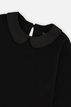 Deux Par Deux girls satin collar long sleeve shirt