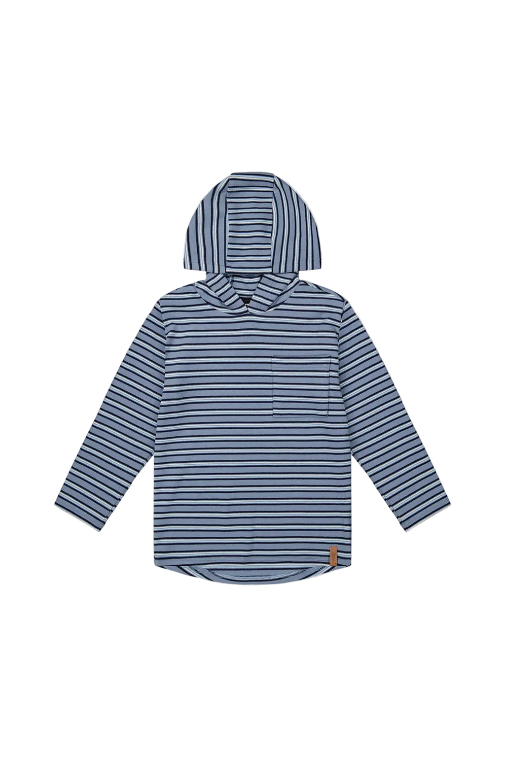Deux Par Deux boys striped brushed jersey hoodie shirt