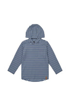 Deux Par Deux boys striped brushed jersey hoodie shirt