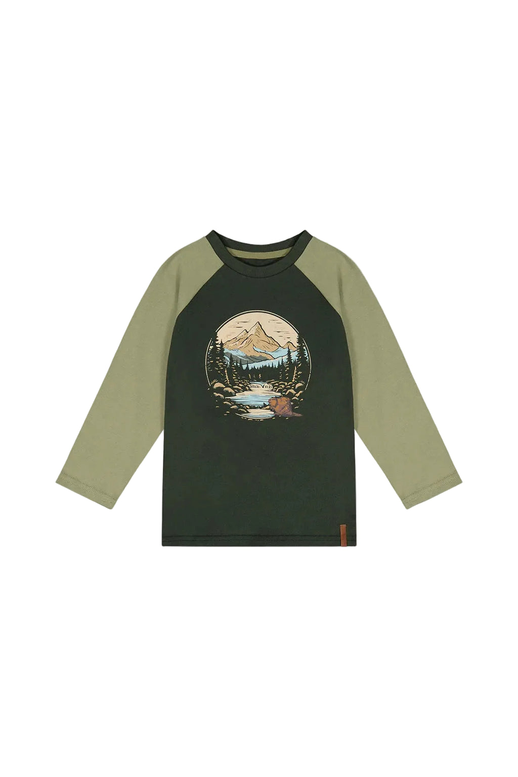 Deux Par Deux boys mountain scape raglan long sleeve tee