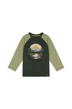 Deux Par Deux boys mountain scape raglan long sleeve tee
