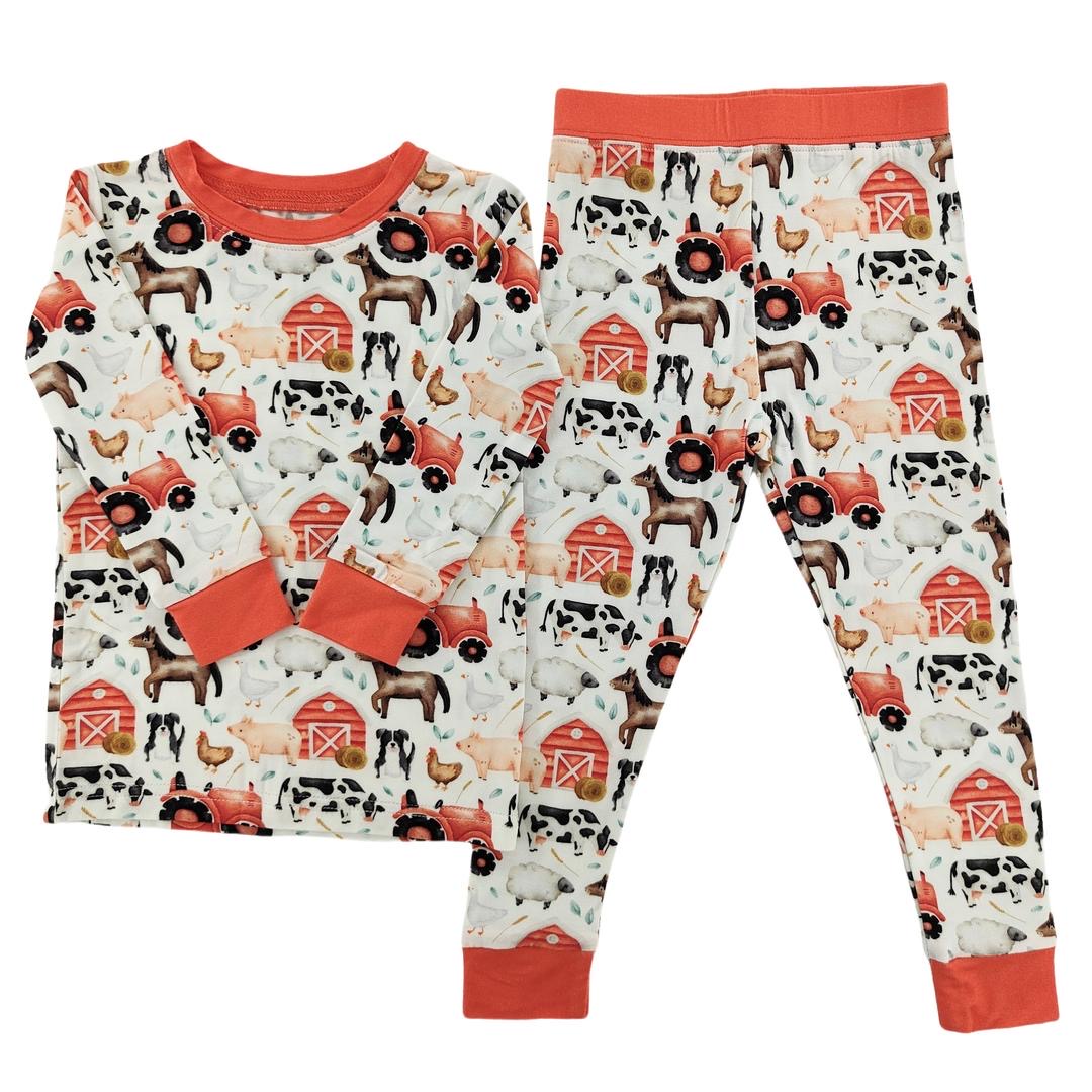 Little One Shop kids little red barnyard pajamas