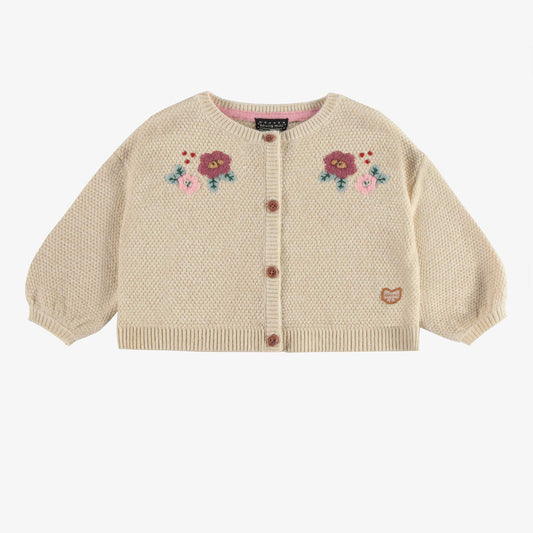 Souris Mini infant girl floral embroidered cardigan