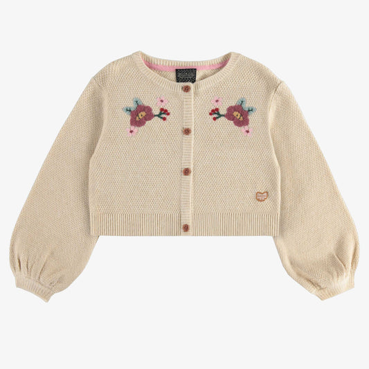 Souris Mini girls floral embroidered cardigan