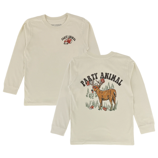 Tiny Whales kids party animal long sleeve tee