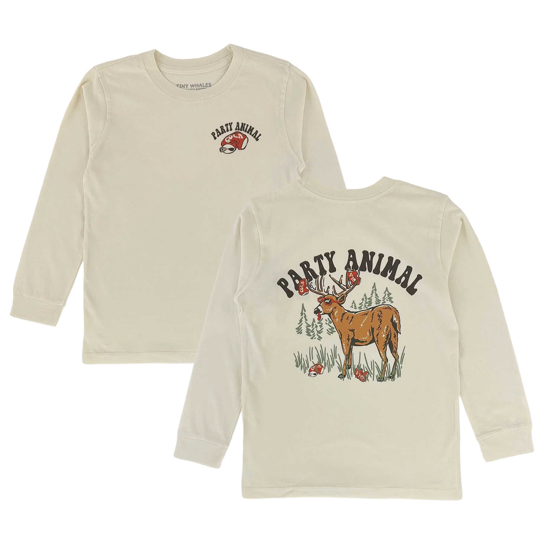 Tiny Whales kids party animal long sleeve tee