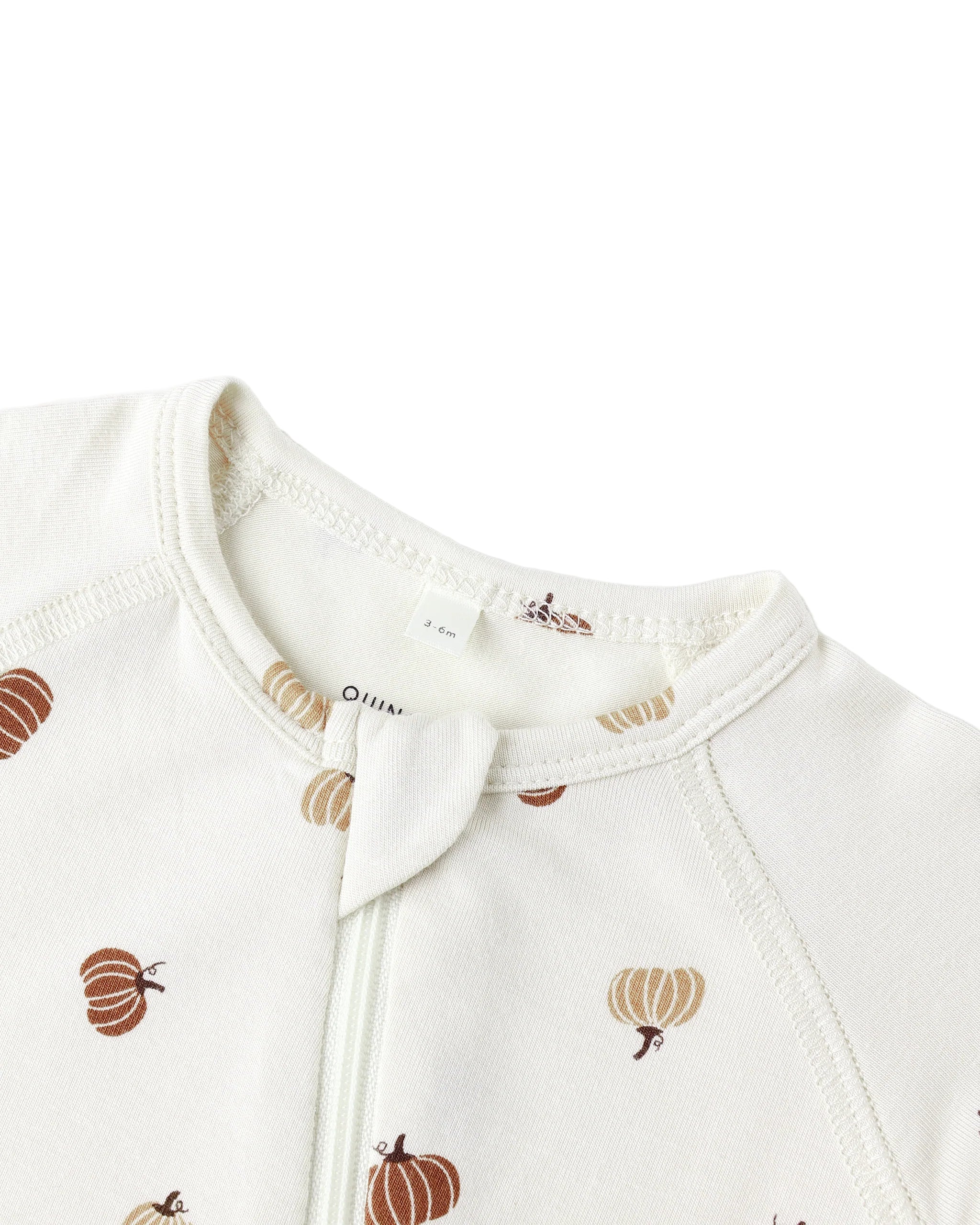 Quincy Mae infant pumpkins print bamboo zip footie