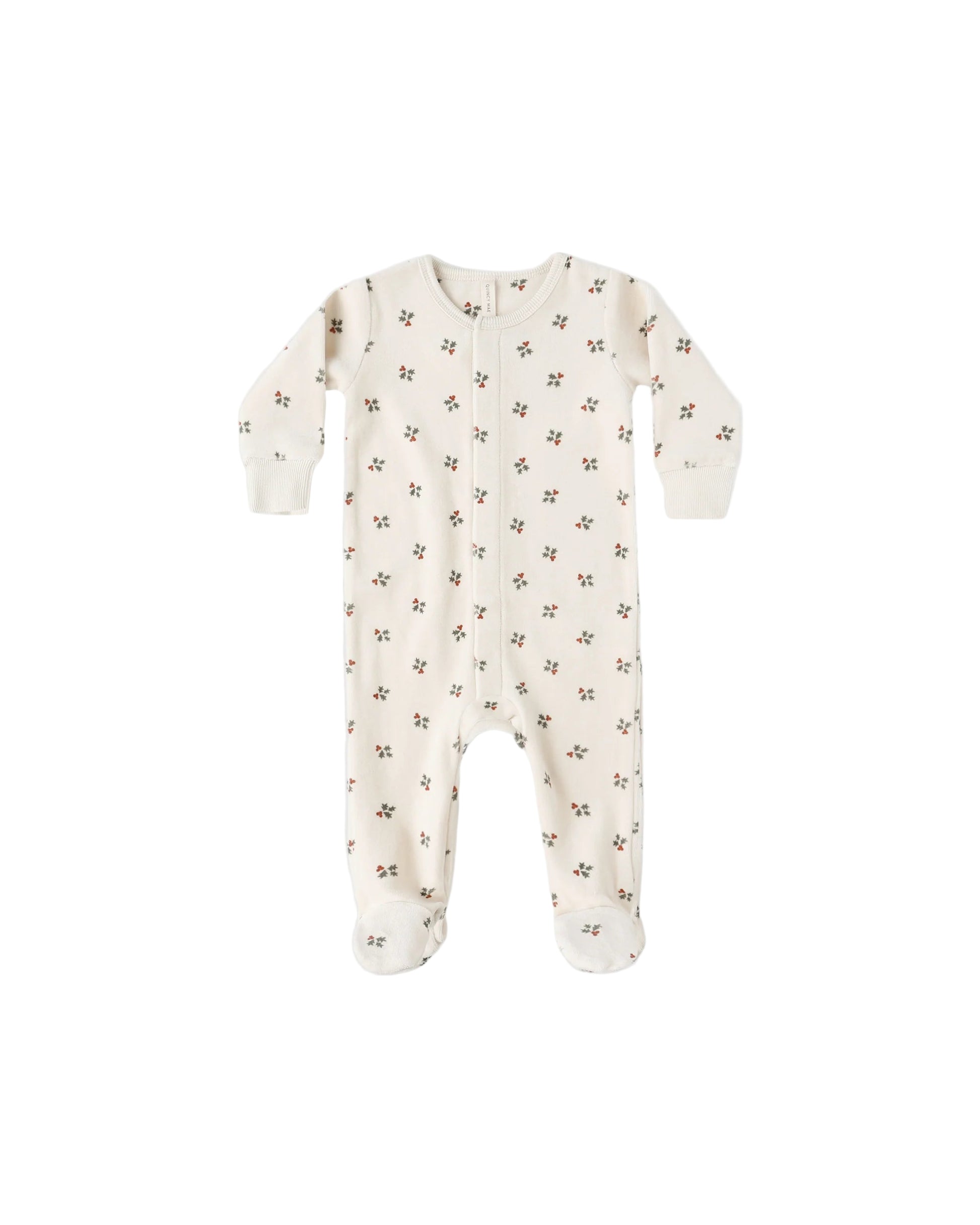 Quincy Mae infant hidden snap velour footie