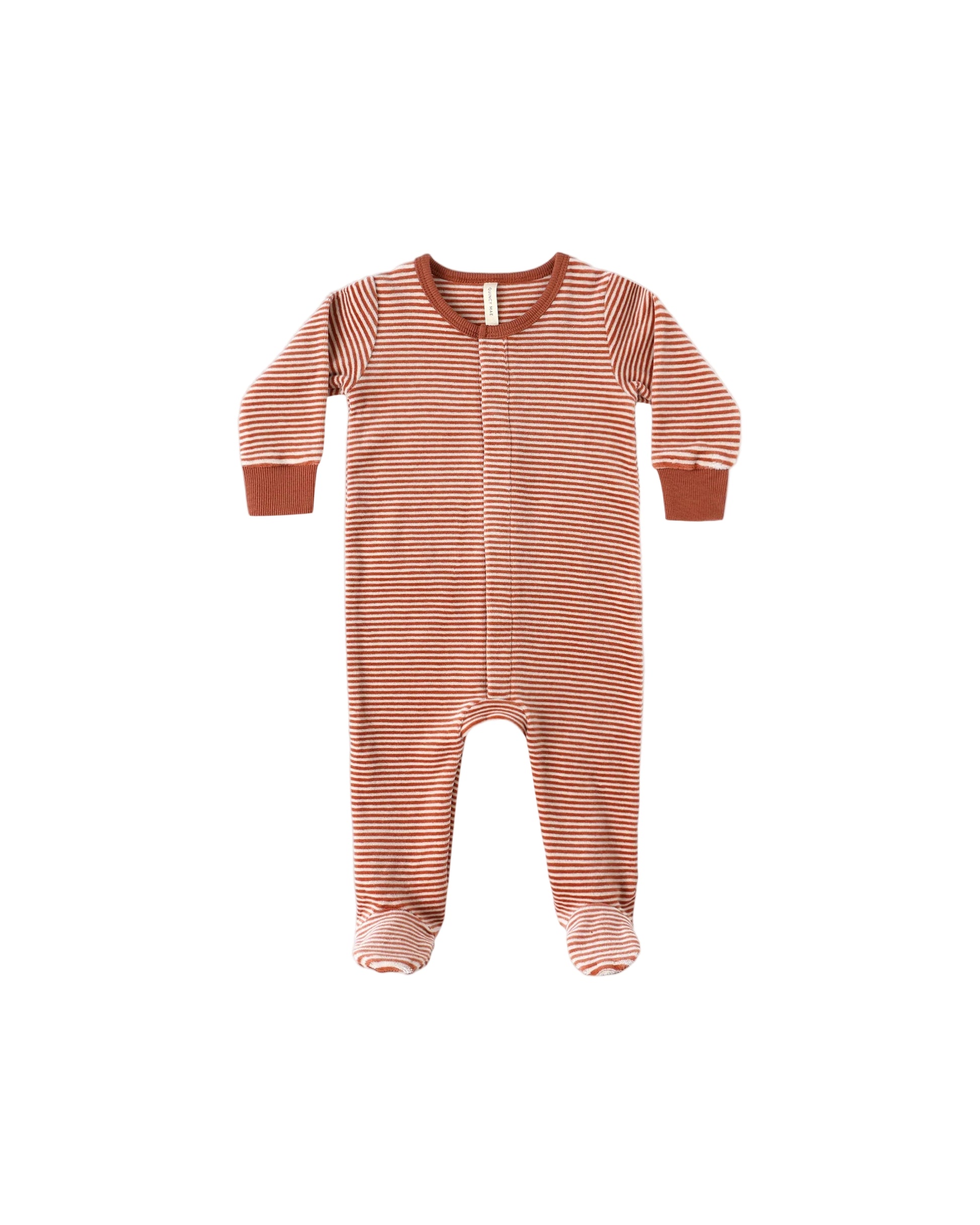 Quincy Mae infant hidden snap velour footie