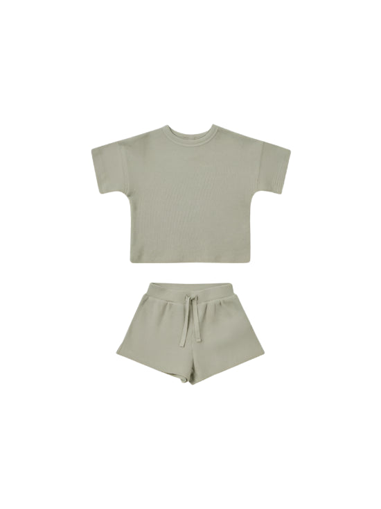 Quincy Mae infant & kids waffle short set