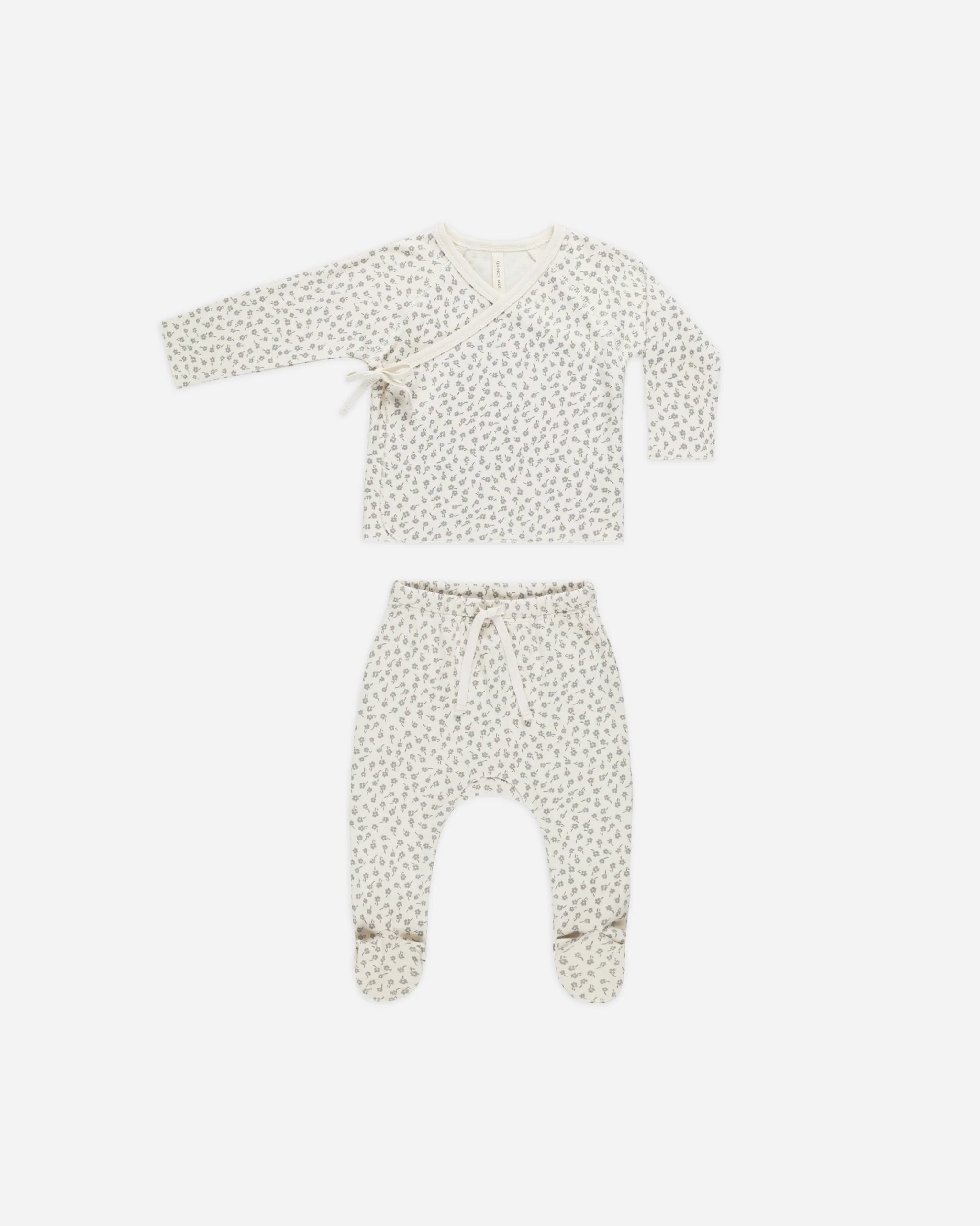 Quincy Mae infant wrap top + footed pant set
