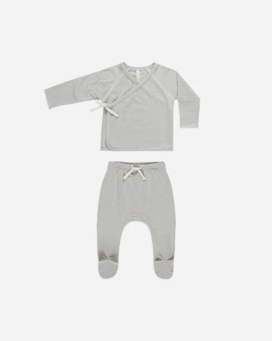 Quincy Mae infant wrap top + footed pant set