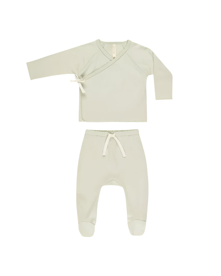 Quincy Mae infant wrap top + footed pant set
