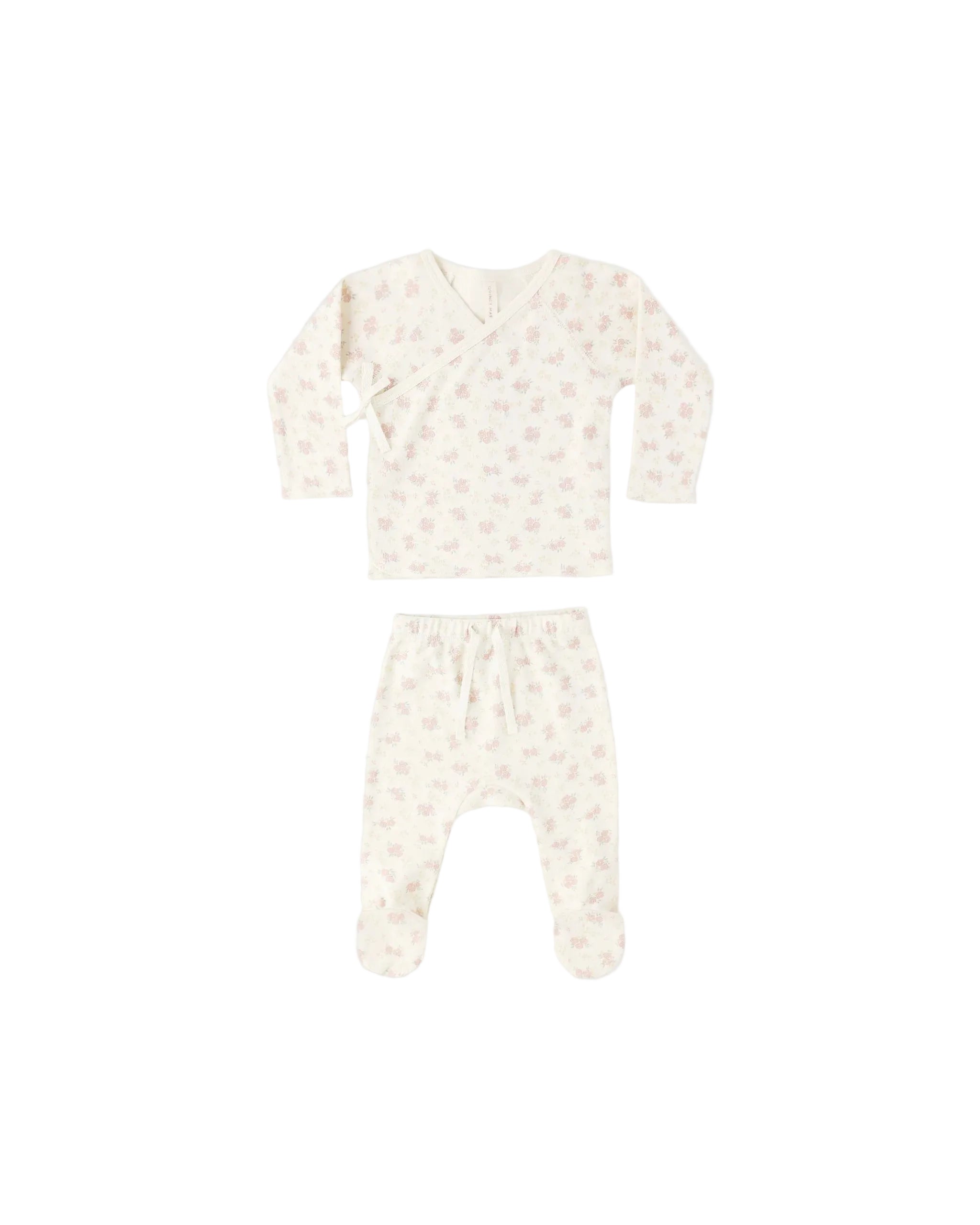 Quincy Mae infant wrap top + footed pant set