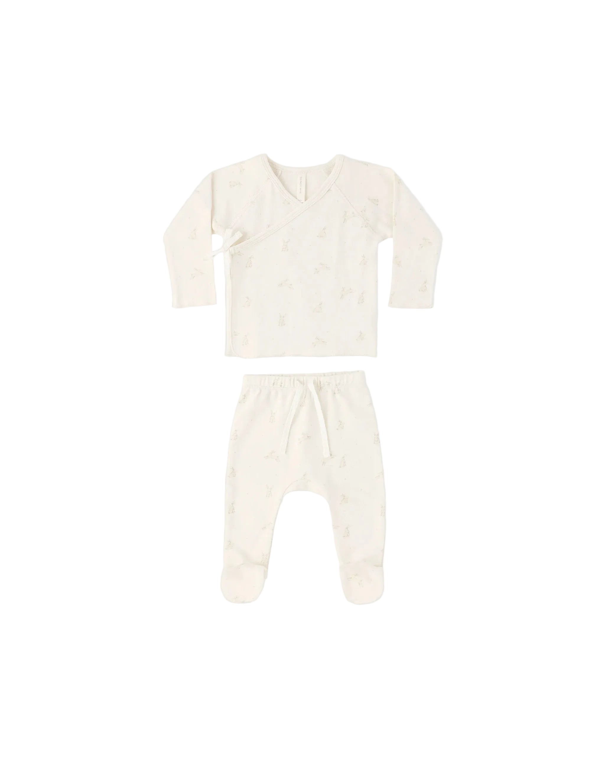 Quincy Mae infant wrap top + footed pant set