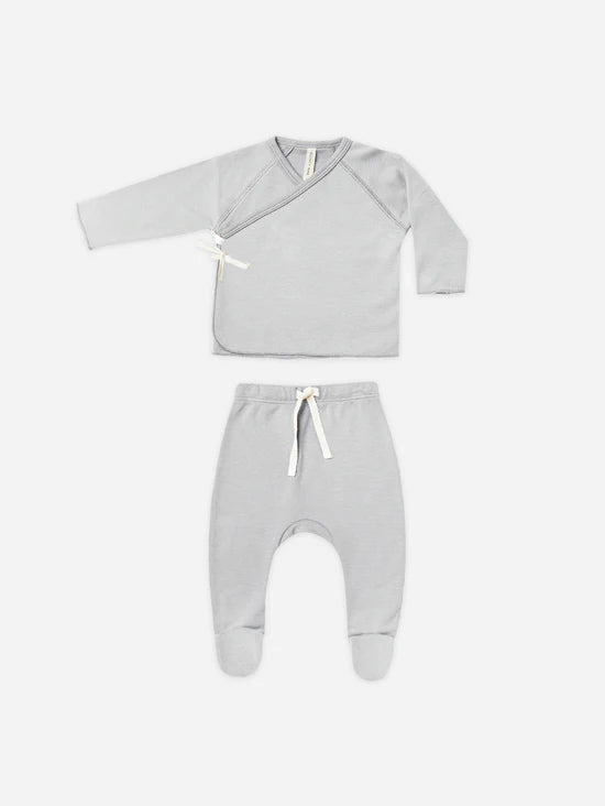 Quincy Mae infant wrap top + footed pant set