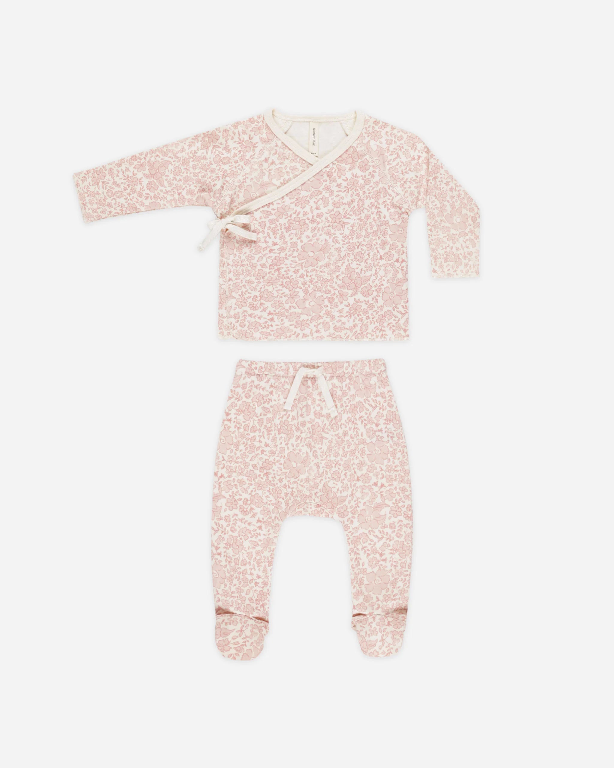 Quincy Mae infant wrap top + footed pant set