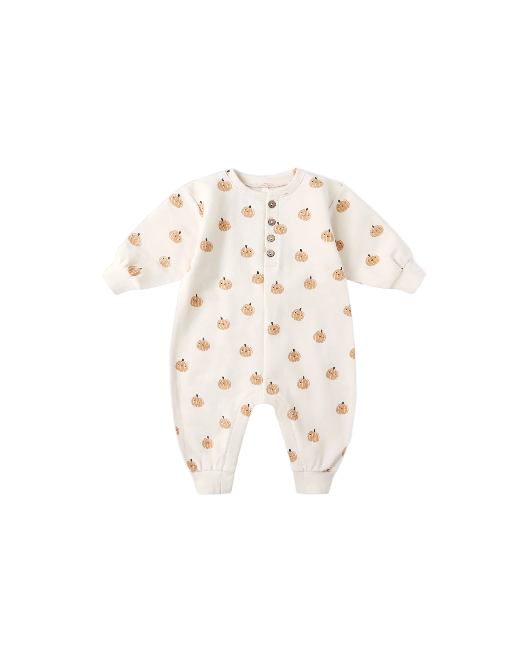 Quincy Mae infant smiley pumpkins relaxed fleece jumpsuit