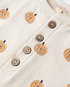 Quincy Mae infant smiley pumpkins relaxed fleece jumpsuit