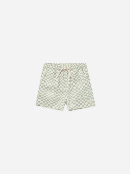 Rylee + Cru boys seafoam check boardshorts