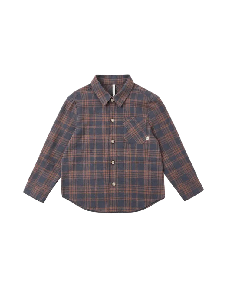 Rylee + Cru boys collared long sleeve plaid shirt
