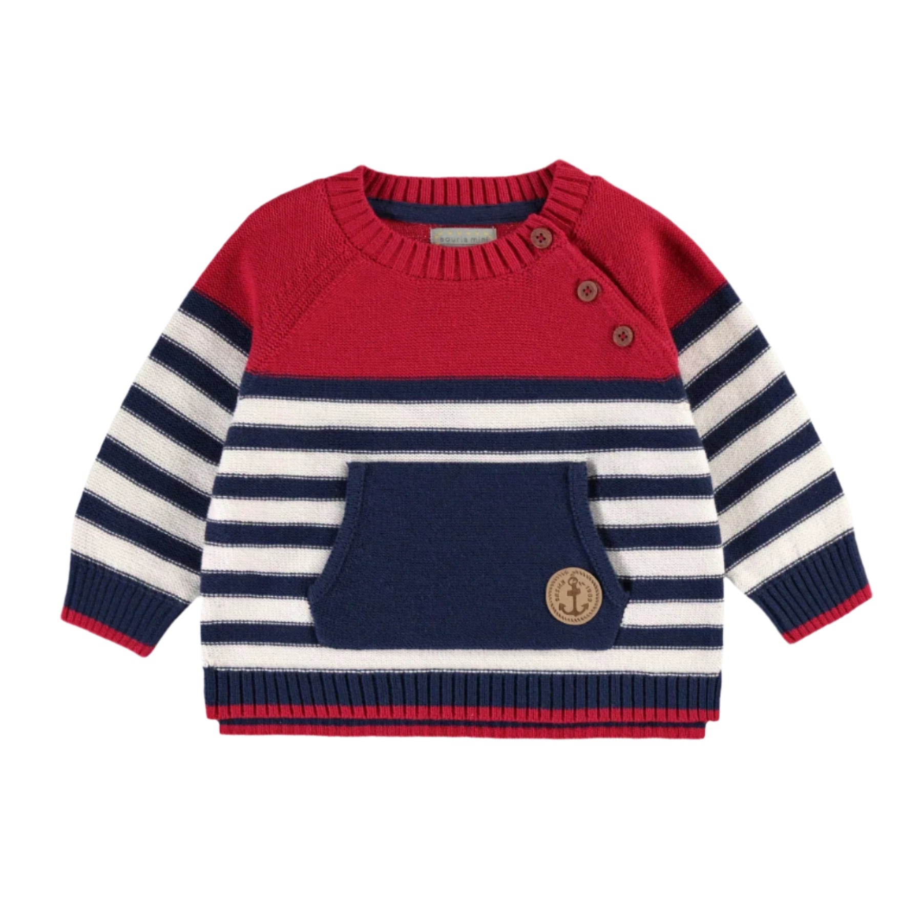 Souris Mini infant stripe sweater with pocket