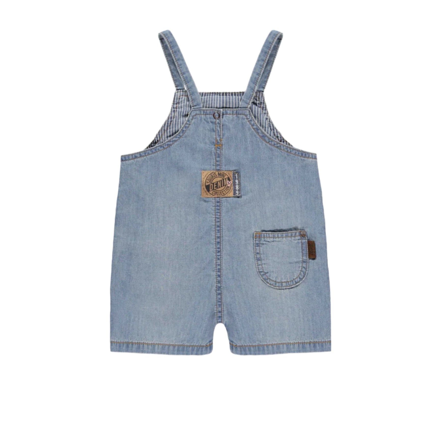 Souris Minin infant girl embroidered short overalls