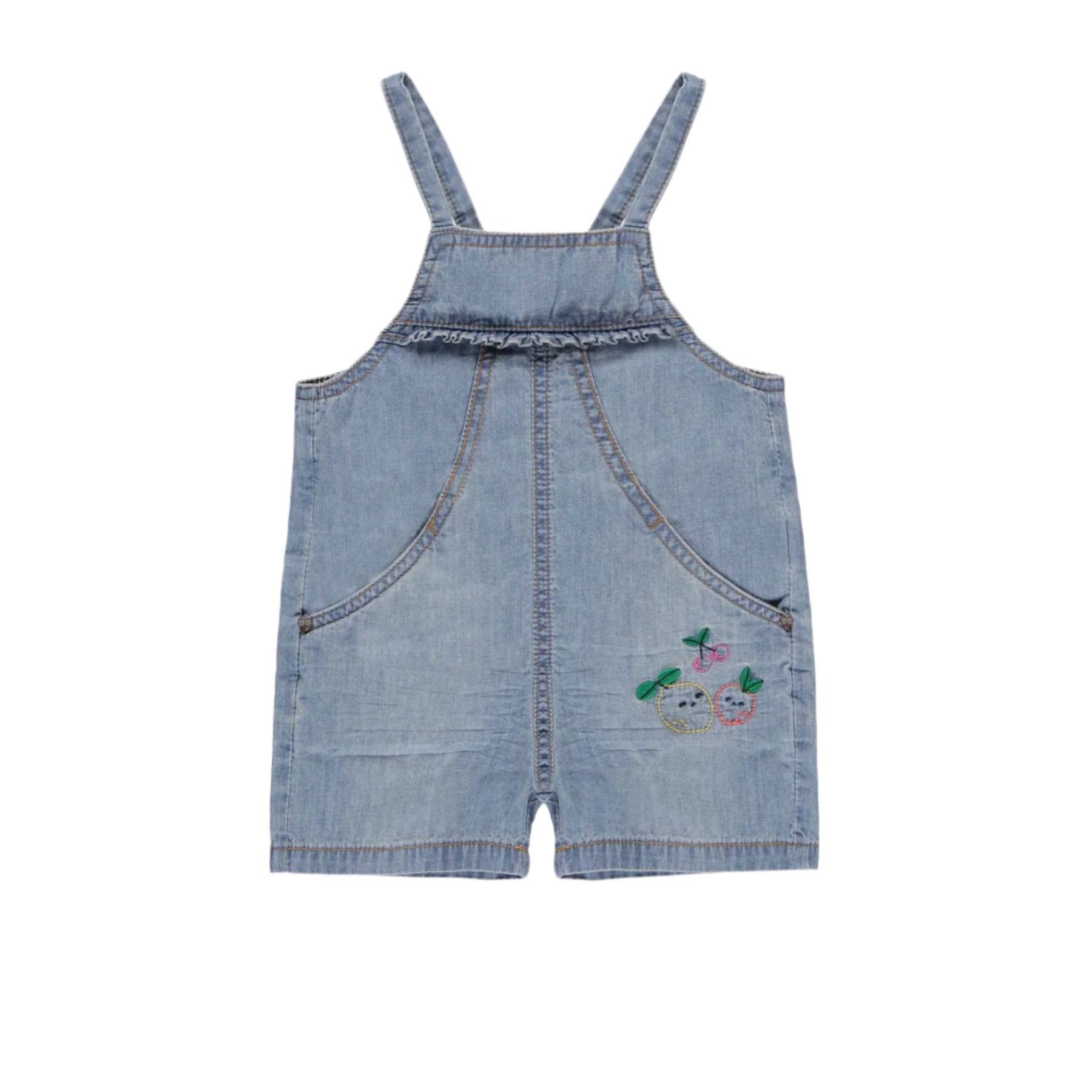Souris Minin infant girl embroidered short overalls