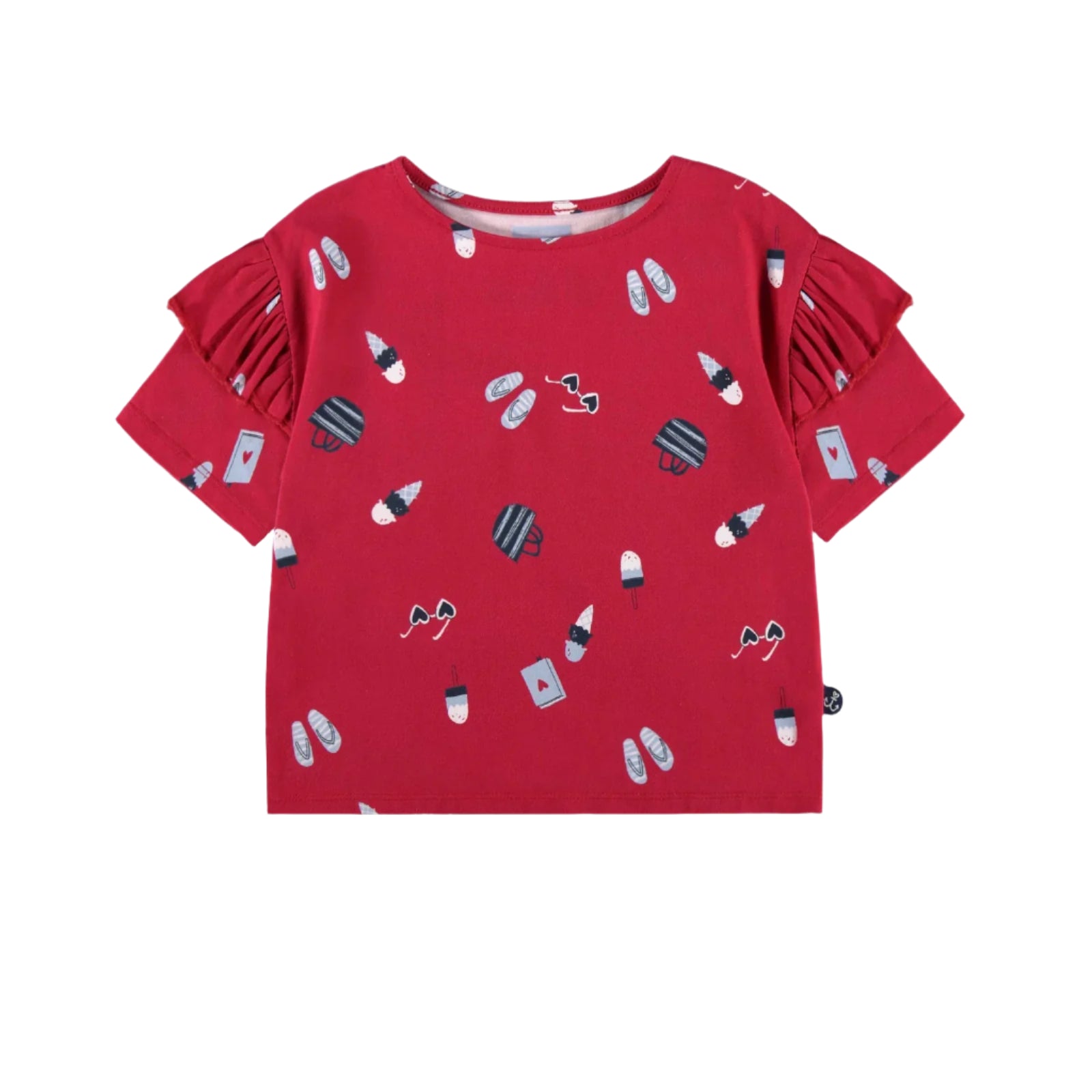Souris Mini infant & girls allover print ruffle tee