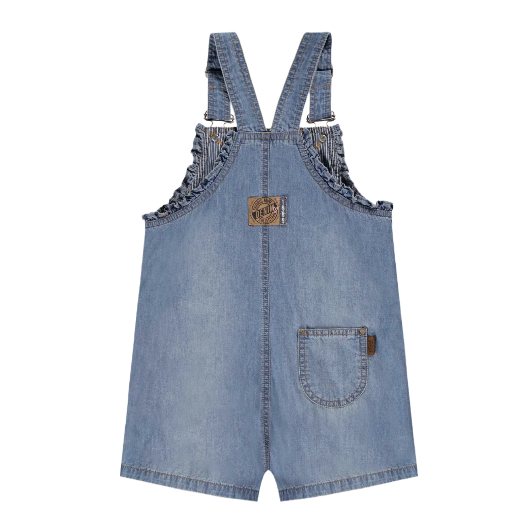 Souris Mini girls embroidered denim short overalls