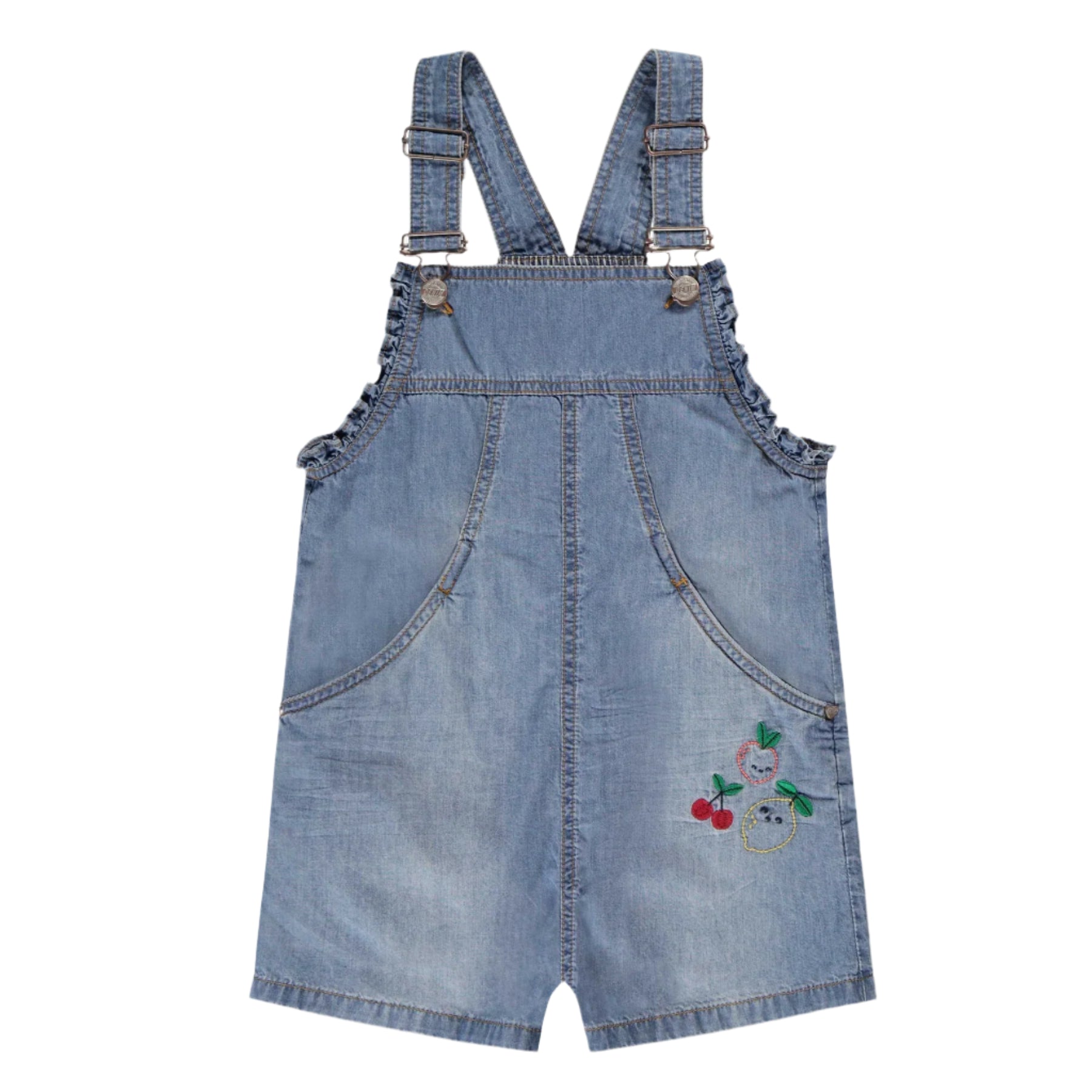 Souris Mini girls embroidered denim short overalls