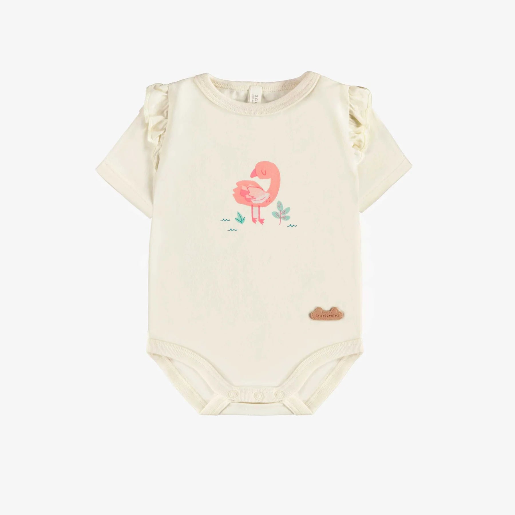 Souris Mini infant girl flamingo graphic onesie