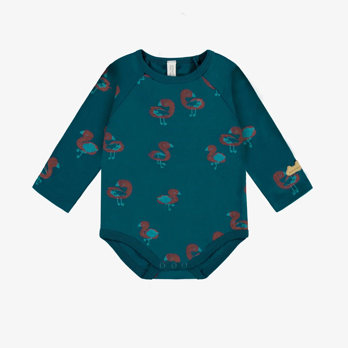 Souris Mini infant allover flamingo print onesie