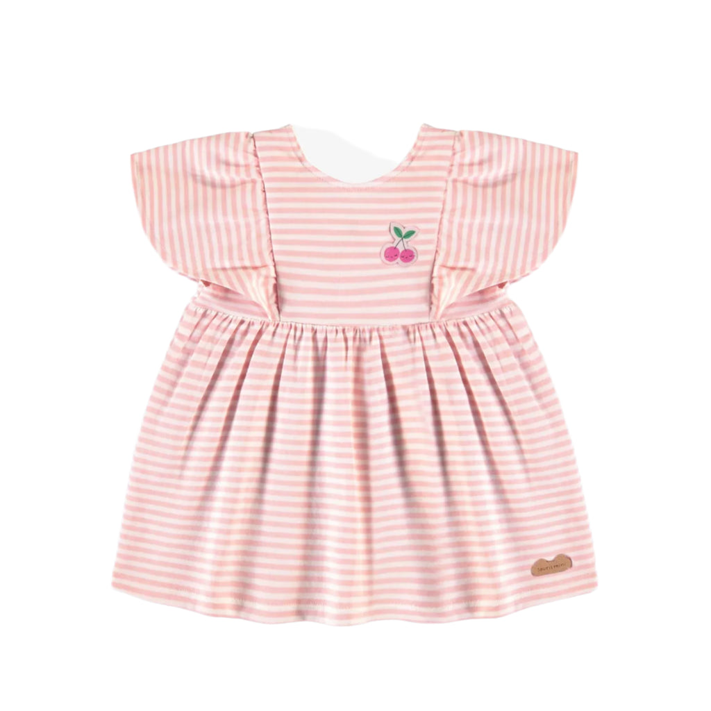 Souris Mini infant girl stripe butterfly sleeve dress