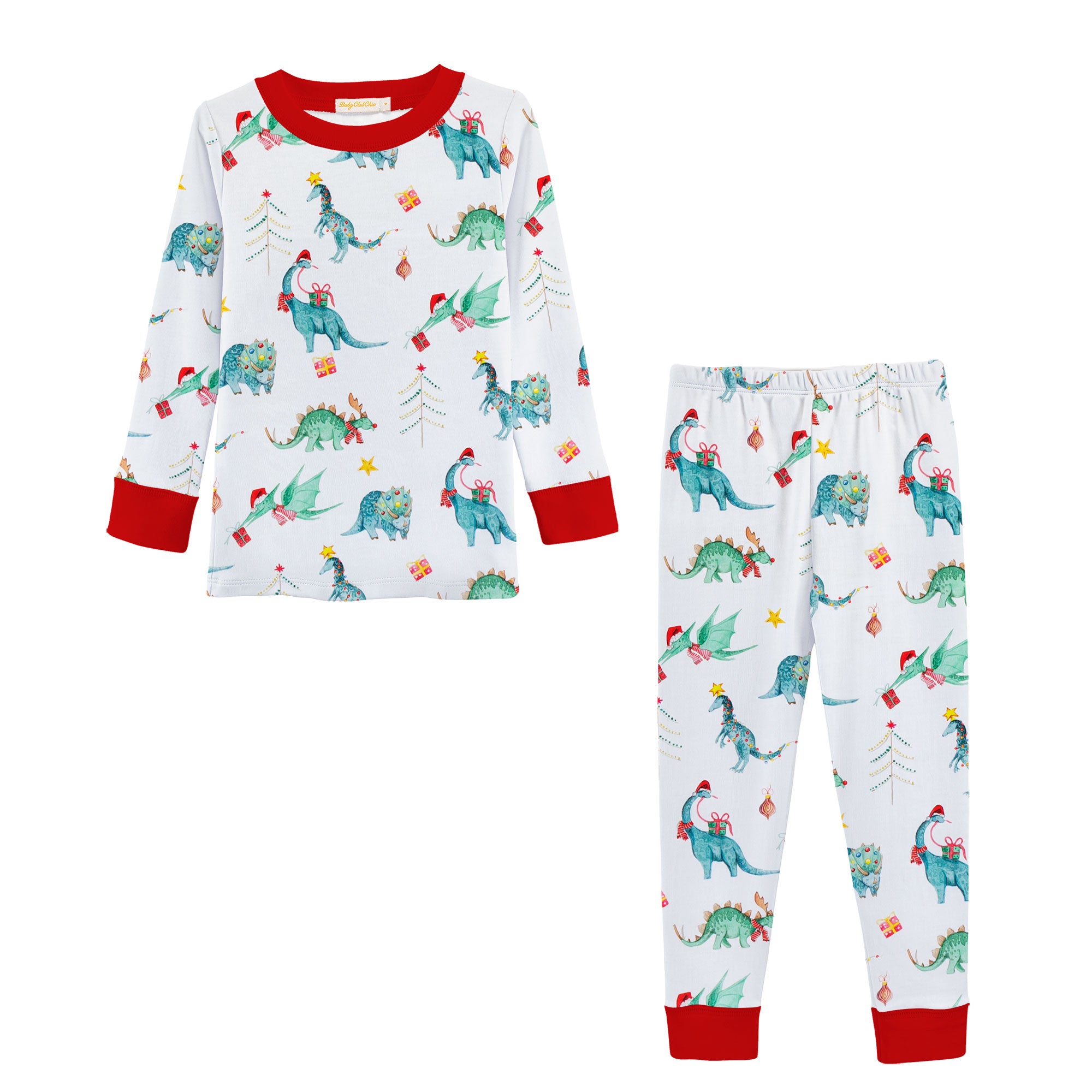 Baby Club Chic boys jurassic christmas print pajamas