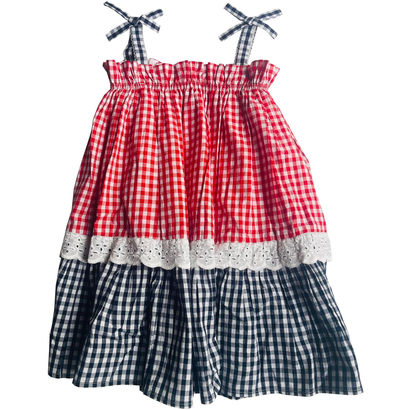 Lucky Jade girls gingham tie shoulder dress
