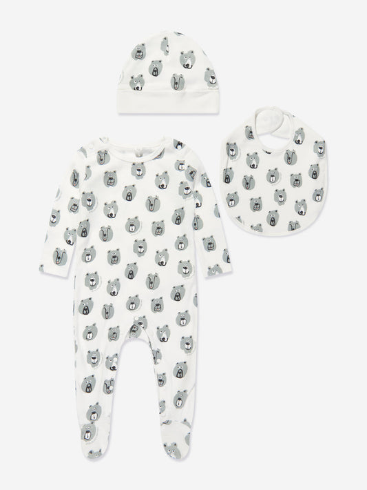 Stella McCartney infant bears footie, hat & bib set