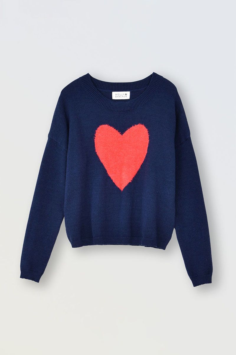 Molly Bracken girls large heart knit sweater