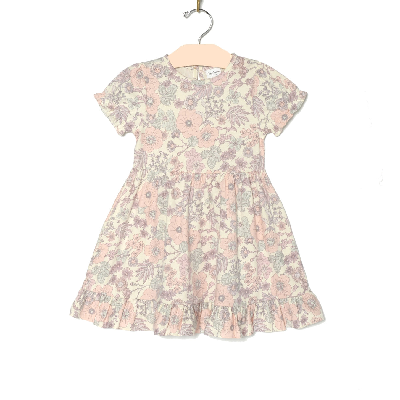 City Mouse girls flutter puff sleeve dress