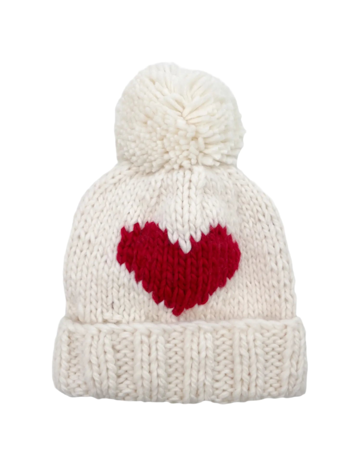 The Blueberry Hill heart pom beanie