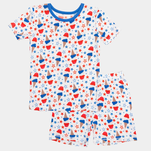 Macaron + Me kids patriotic ice cream short pajamas