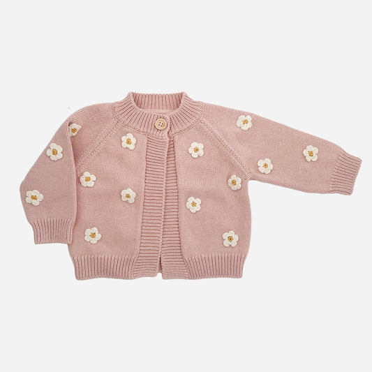 The Blueberry Hill infant girl cotton flower cardigan