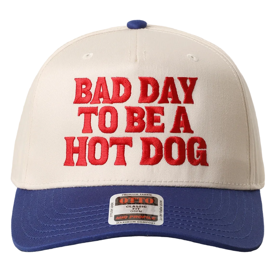Bad day to be a hot dog embroidered trucker hat