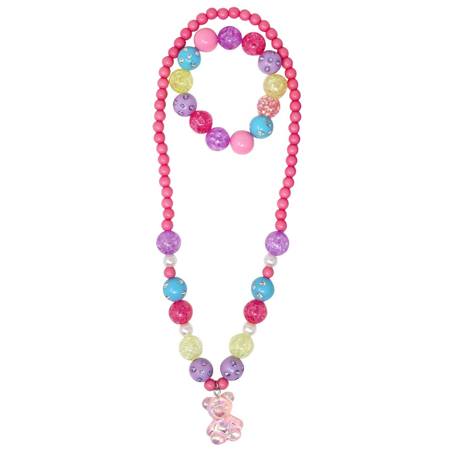 Pink Poppy gummy bear necklace & bracelet set