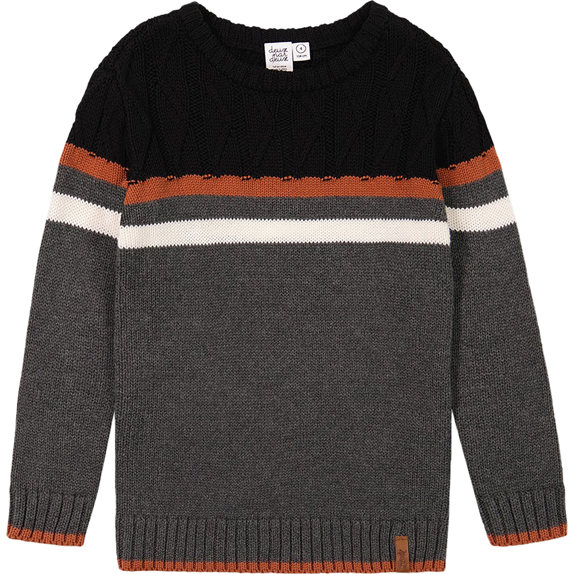 Deux Par Deux boys color block cable sweater
