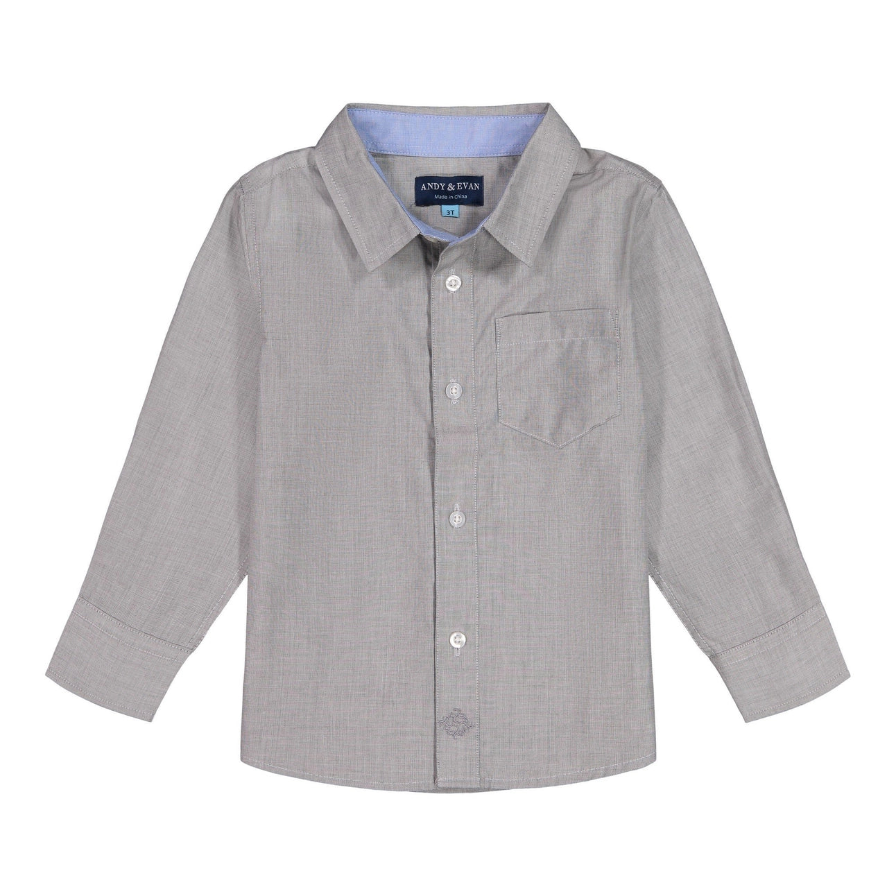 Andy & Evan boys grey chambray button up shirt
