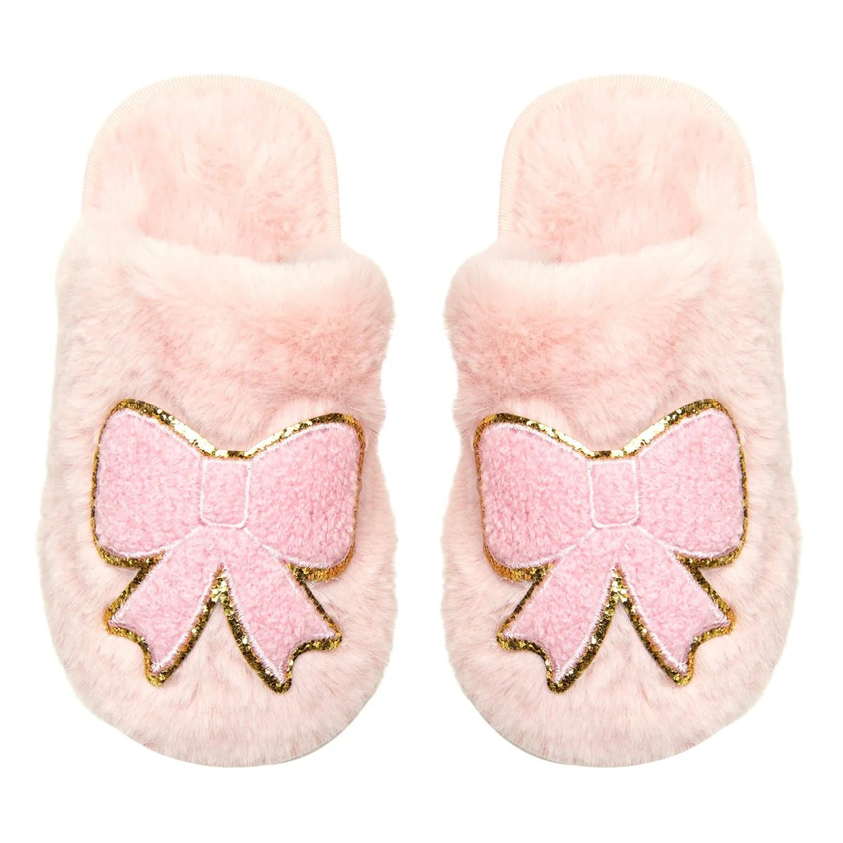Mini Dreamers girls bow fuzzy slippers