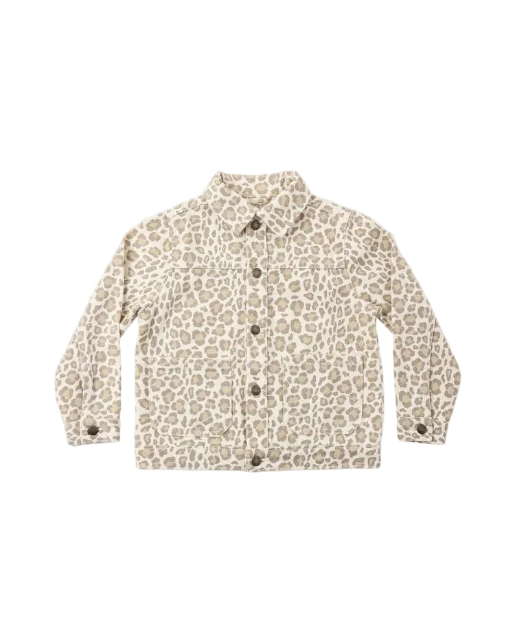Rylee + Cru girls denim chore coat leopard