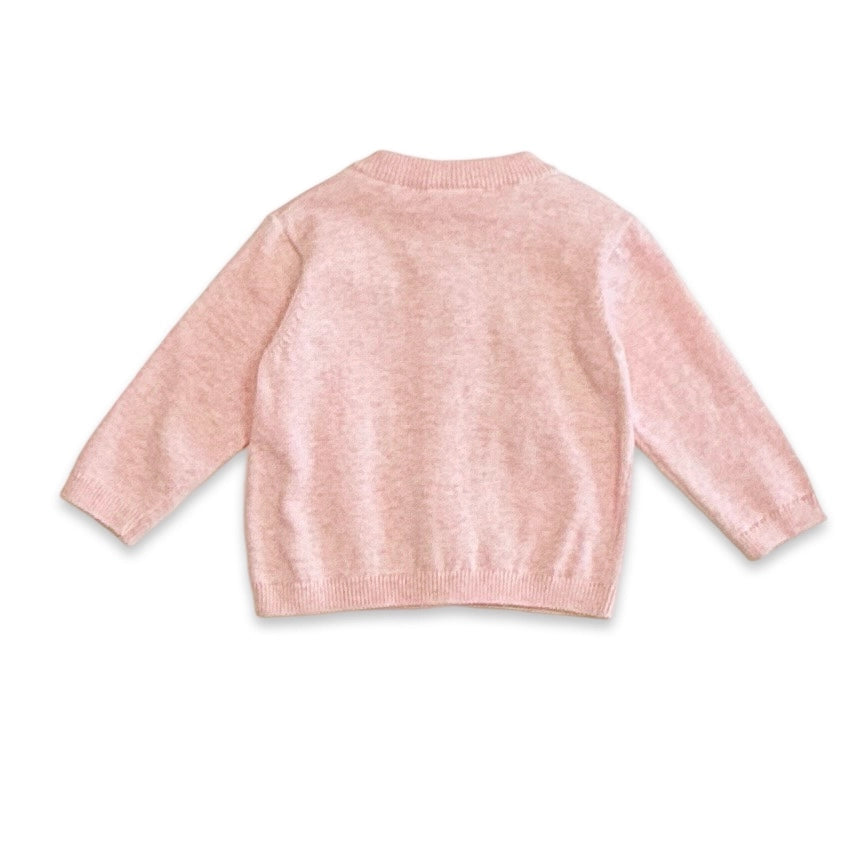 Viverano Organics infant girl strawberry embroidered sweater