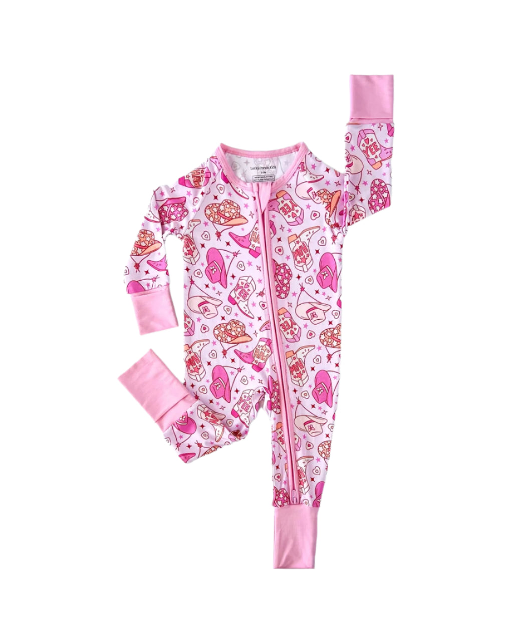 Lucky Panda Kids infant girl cowgirl zip romper